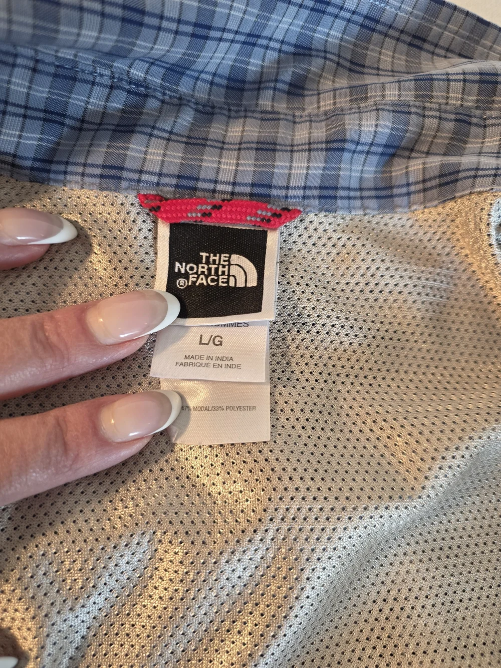 The North Face Blue Plaid Short-Sleeve Button-Up Shirt